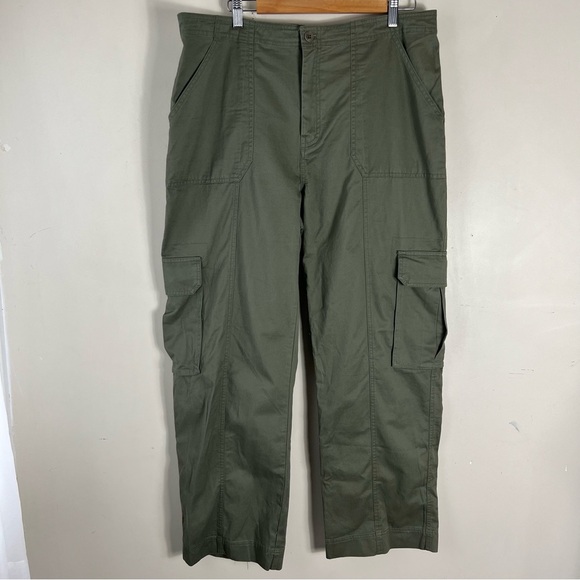 Abercrombie & Fitch Relaxed Cargo Fit Pant Size 16 Women’s Utility Cotton Green - Picture 4 of 14